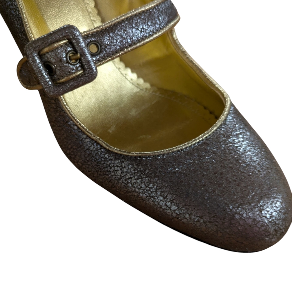 J. Crew Crackle Metallic Leather Mary Jane Pump Size 6.5 - Picture 6 of 13